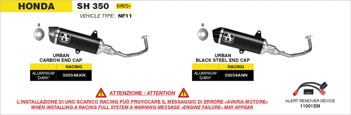 Arrow Racing Full System with Urban Aluminium "Dark" Slip On with "Dark"steel End Cap
