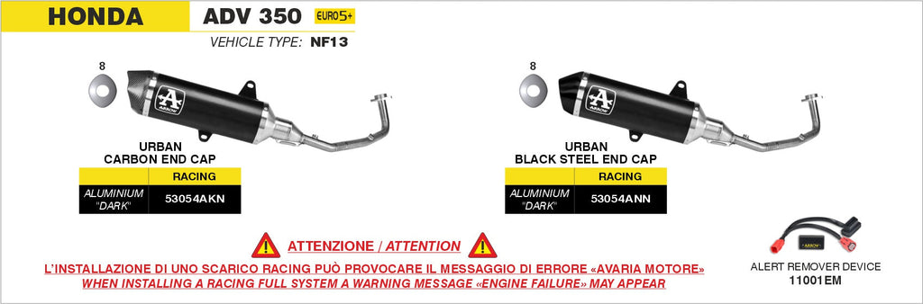 Arrow Racing Full System with Urban Aluminium "Dark" Slip On with "Dark"steel End Cap