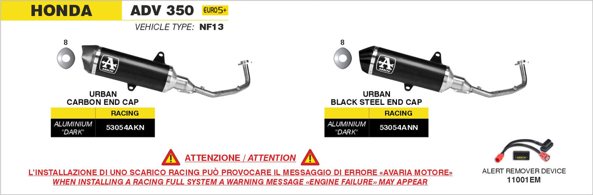 Arrow Racing Full System with Urban Aluminium "Dark" Slip On with "Dark"steel End Cap