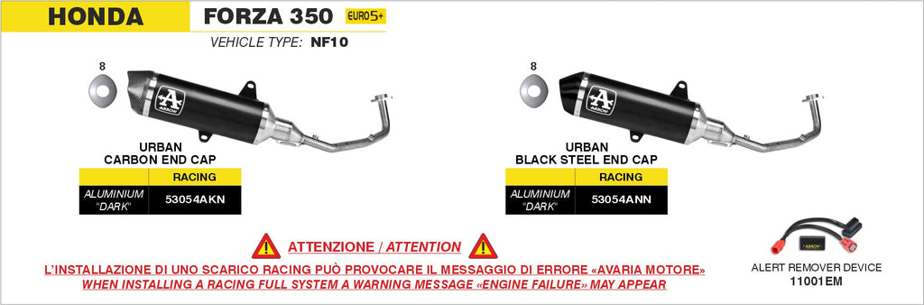 Arrow Racing Full System with Urban Aluminium "Dark" Slip On with "Dark"steel End Cap