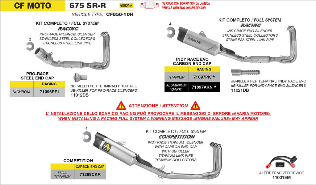Arrow Full System Racing with Indy Race EVO Aluminium "Dark" Slip Ons - CFMoto 675NK/675SS