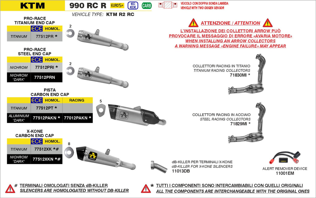 Arrow Titanium Racing Headers - KTM 990 Duke/990 RC R