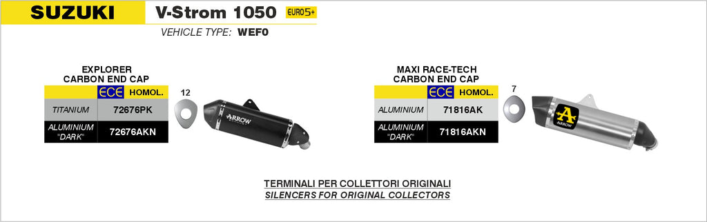 Arrow Explorer Aluminium "Dark" Slip Ons - Suzuki DL1050 V-Strom 1050