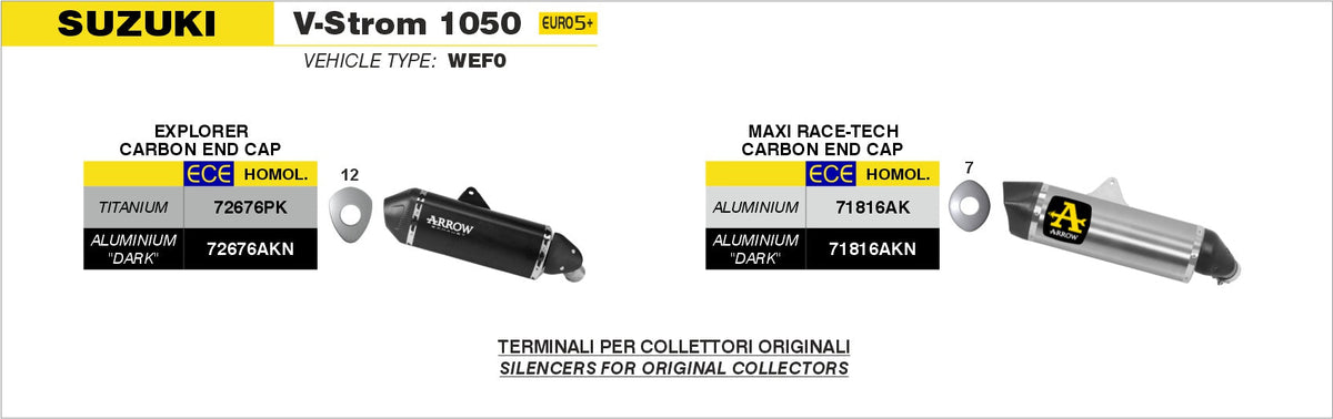 Arrow Explorer Titanium Slip Ons - Suzuki DL1050 V-Strom 1050