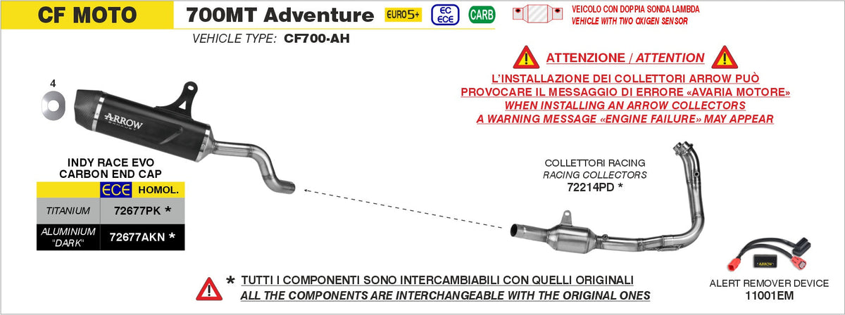 Arrow Indy Race EVO Titanium Slip On with Carbon End Cap - CFMoto 700MT