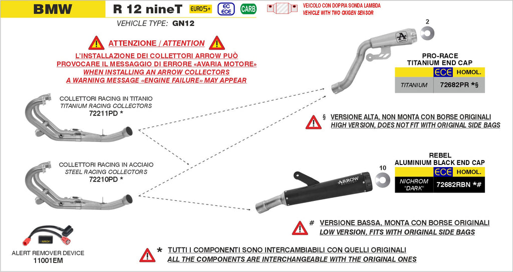 Arrow Pro-Race Titanium Slip On High Version - BMW R 12 nineT