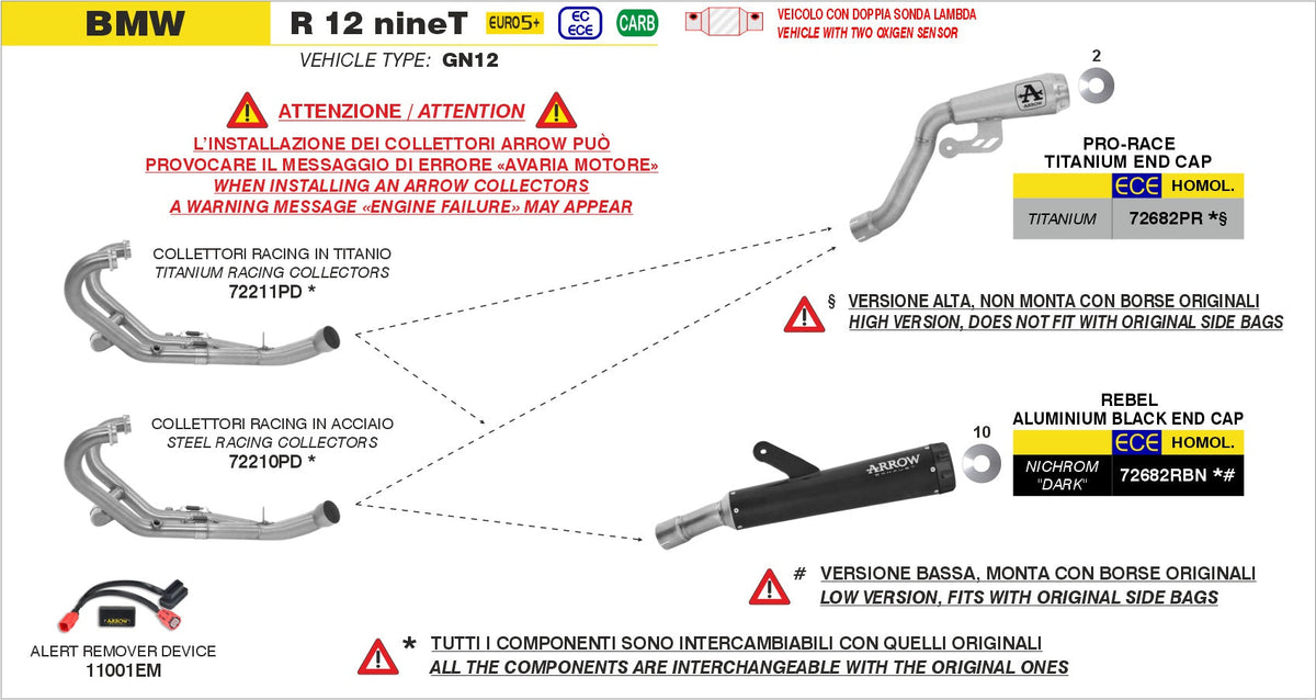 Arrow Pro-Race Titanium Slip On High Version - BMW R 12 nineT