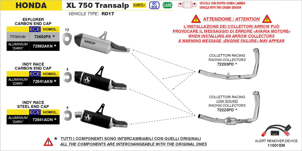 Arrow Explorer Titanium Slip Ons - Honda XL750 Transalp
