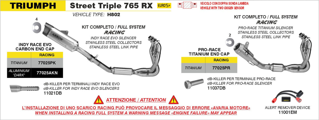 Arrow Full System with Indy Raceevo Titanium Slip Ons