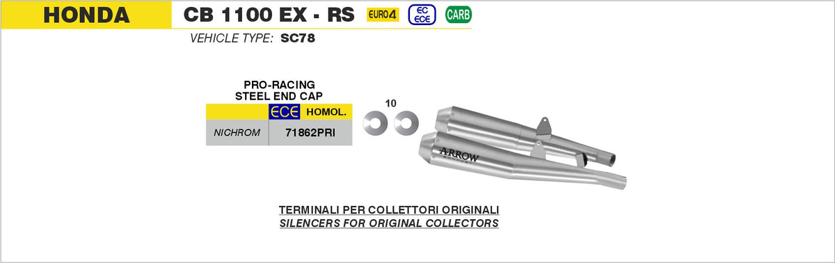 Arrow Nichrom Pro-Racing Slip Ons (Right & Left) - Honda CB1100EX