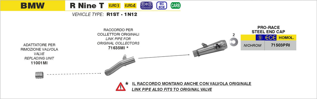 Arrow Middle Link Pipe - BMW R nine T