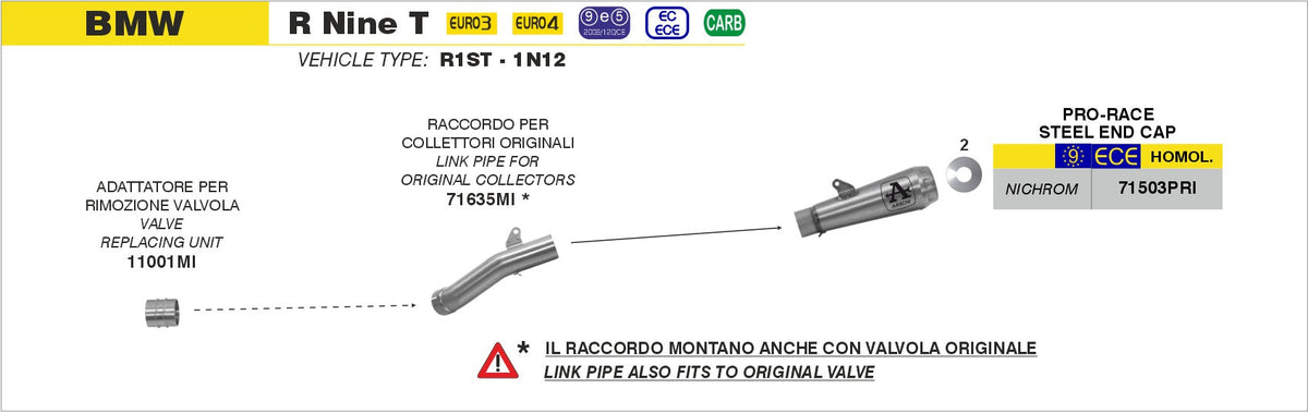 Arrow Valve Replacing Kit - BMW R1200R/R nine T
