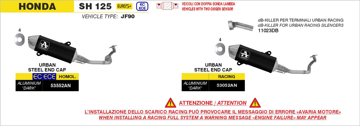 Arrow Racing Full System with Urban Aluminium "Dark" Slip On with Steel End Cap