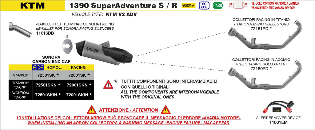 Arrow Stainless Steel Headers Kit - KTM 1290 Super Adventure R/1290 Super Adventure S