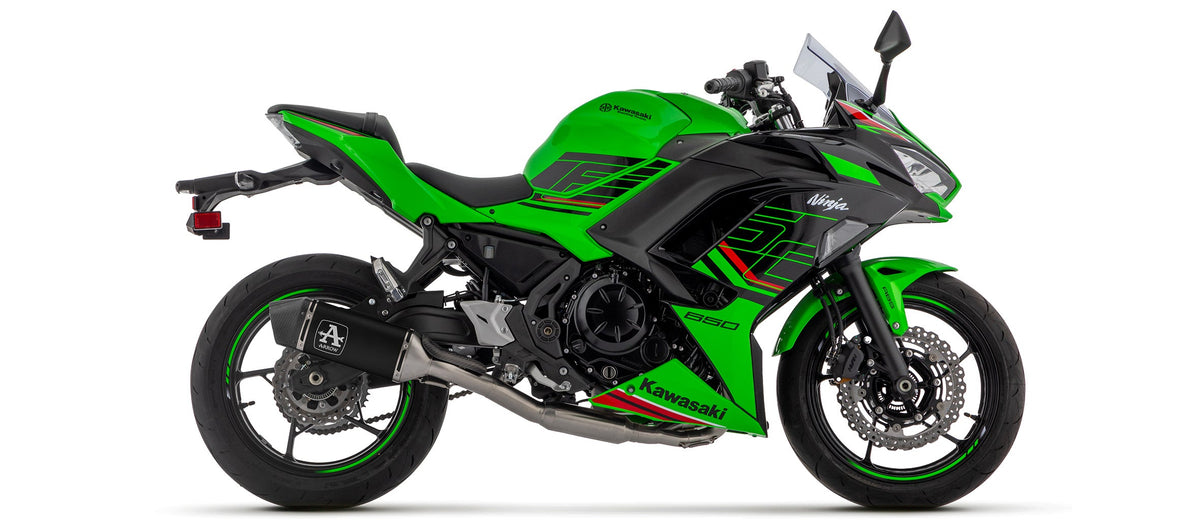 Arrow Homologated Full System with Veloce Aluminium "Dark" Slip On - Kawasaki Z650/Z650S