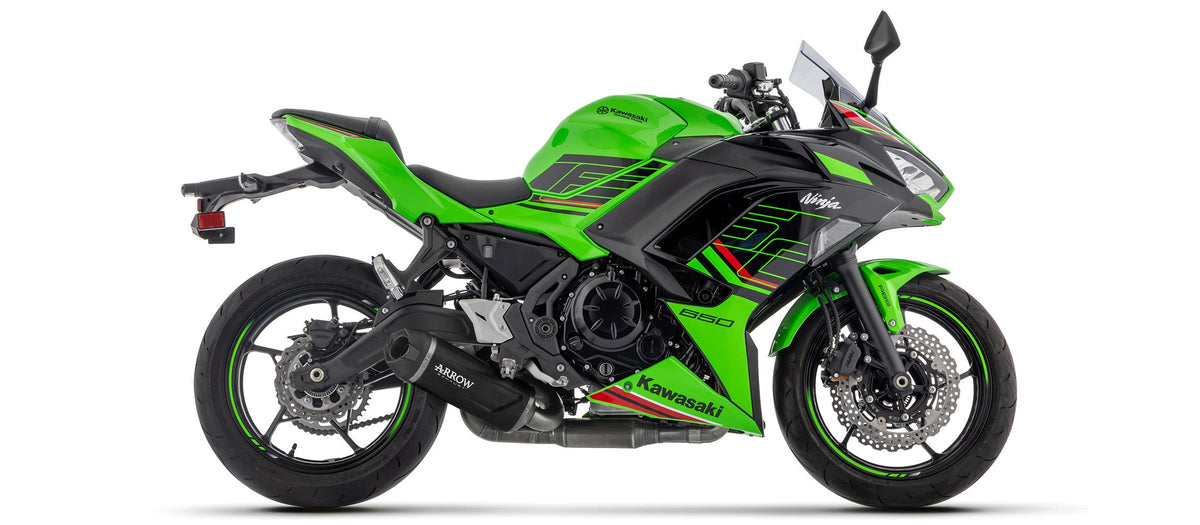 Arrow Homologated Full System with Indy Race EVO Aluminium "Dark" Slip On - Kawasaki Z650/Z650S