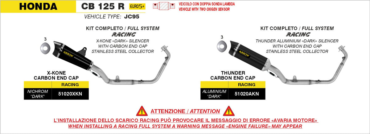 Arrow Full System Racing with X-Kone "Dark" Slip Ons