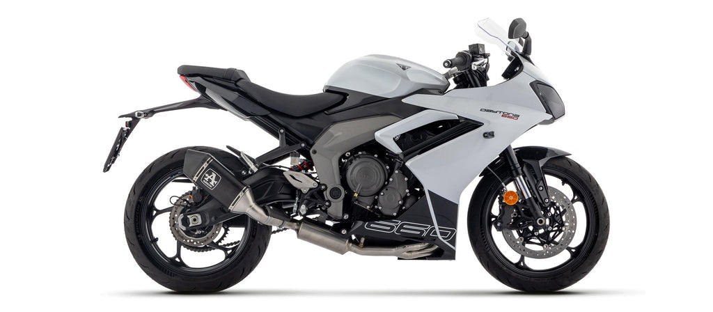 Arrow Full System Racing with Veloce Aluminium "Dark" Slip Ons - Triumph Daytona 660