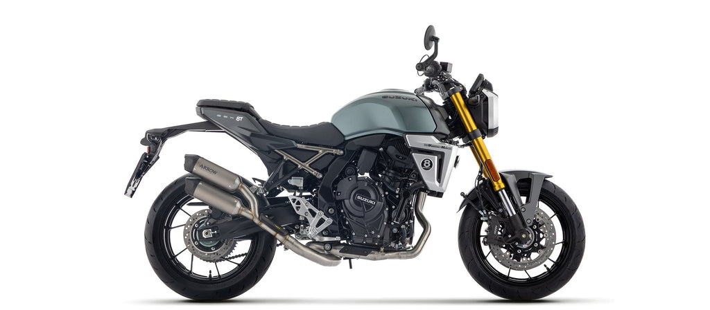 Arrow Full System with Round.sil Titanium Slip Ons with Carbon Endcap - Suzuki GSX-8TT