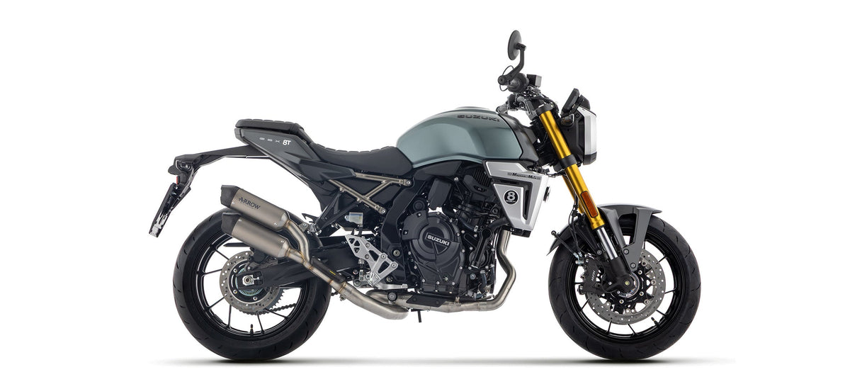 Arrow Full System with Round.sil Titanium Slip Ons with Carbon Endcap - Suzuki GSX-8TT