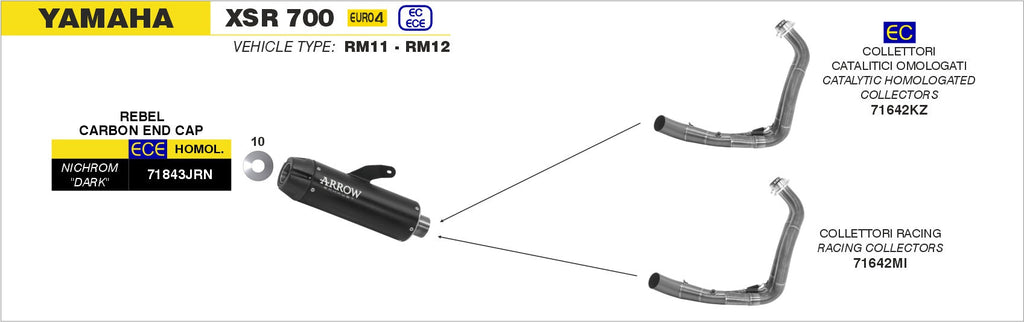 Arrow Catalytic Homologated Headers Kit Low Version for Jet Race Slip Ons - Yamaha MT-07/XSR700