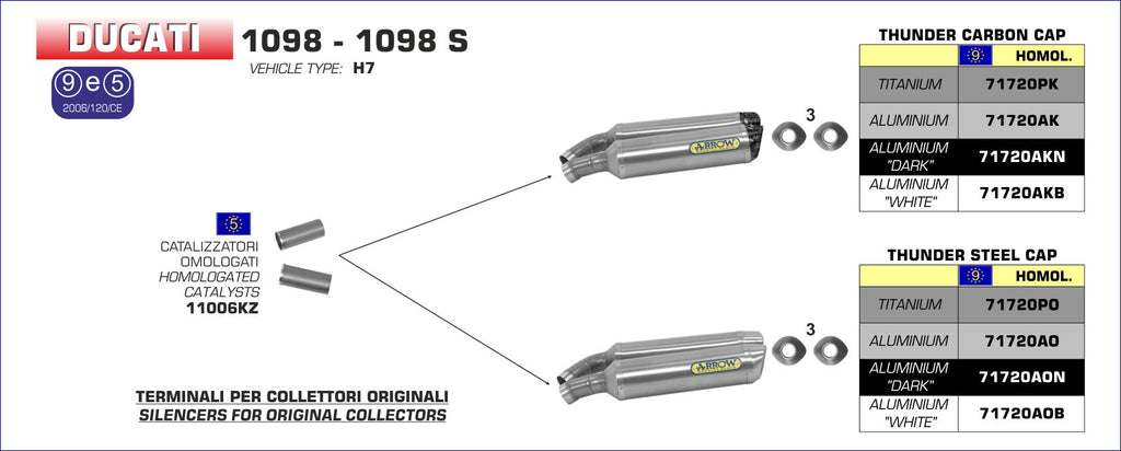 Arrow Catalytic Converters Kit - Ducati 848/1098 / KTM 990 SMT/990 Adventure