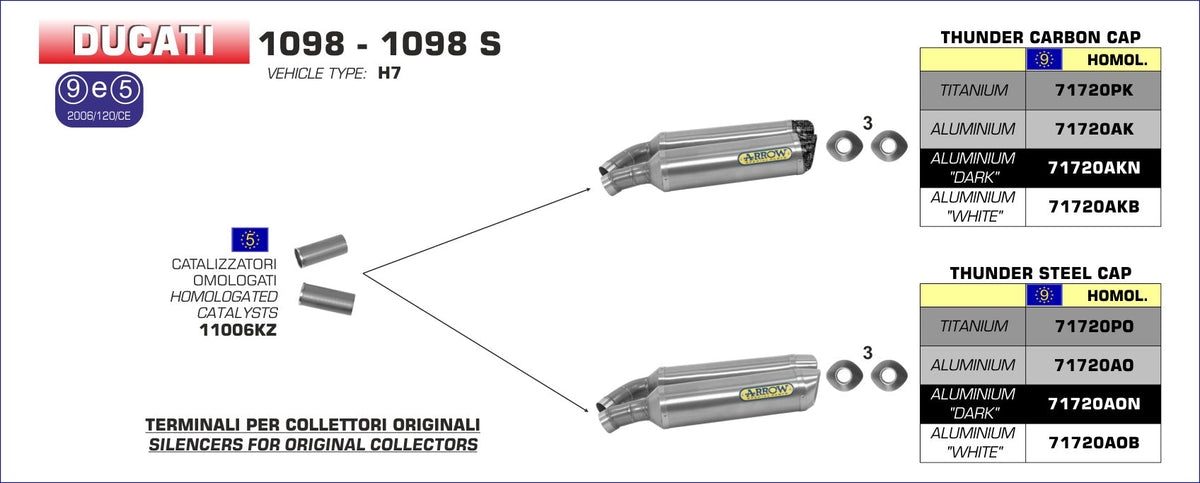 Arrow Catalytic Converters Kit - Ducati 848/1098 / KTM 990 SMT/990 Adventure