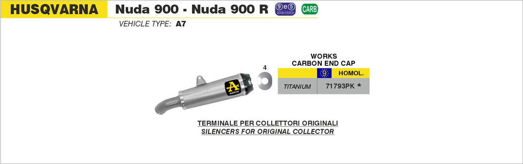 Arrow Works Titanium Slip On with Carbon End Cap - Husqvarna Nuda 900R