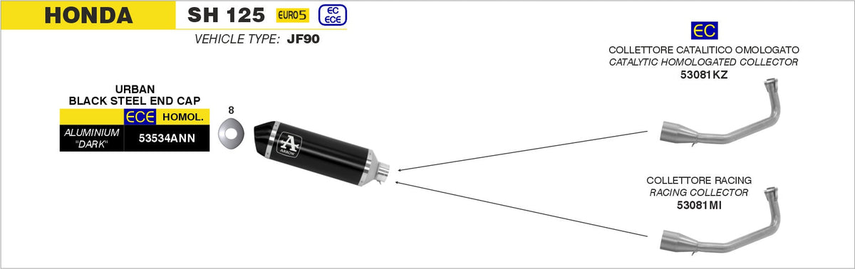Arrow Catalytic Homologated Header for Urban Exhaust
