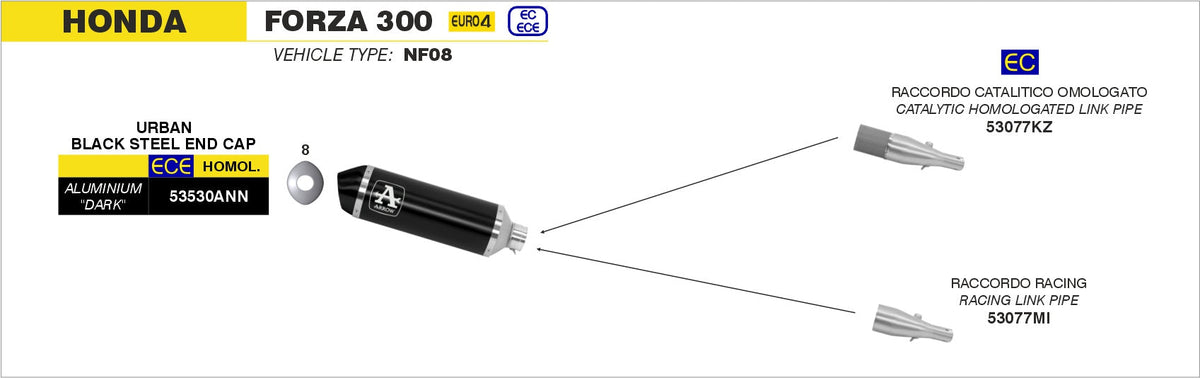 Arrow Racing Link Pipe for Urban Exhaust