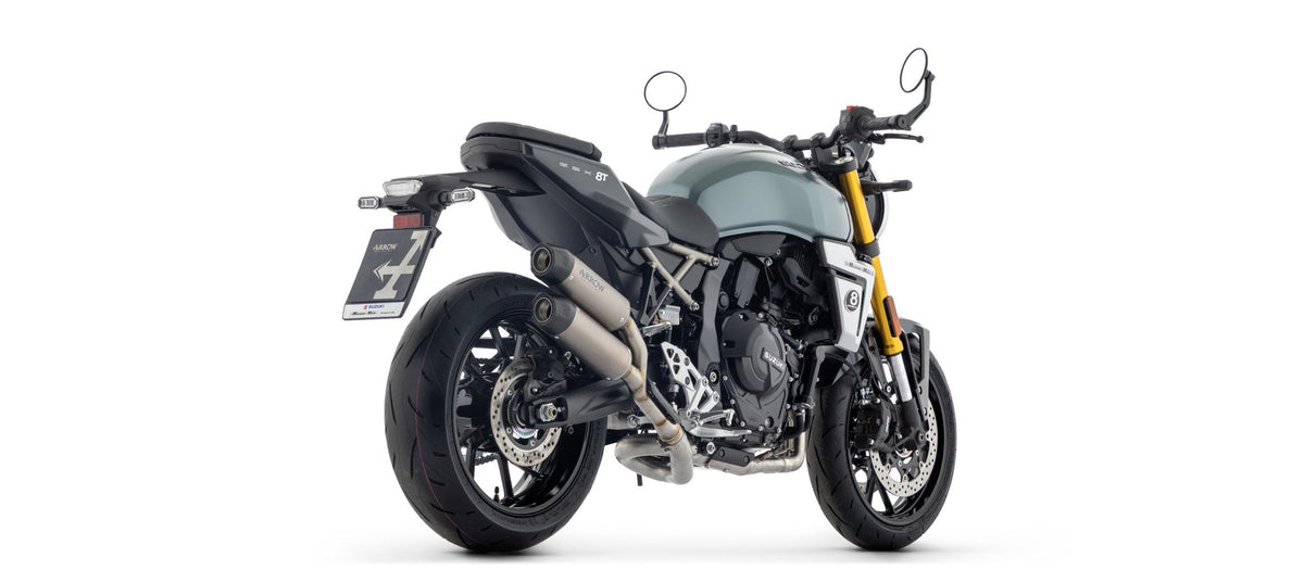 Arrow Full System with Round.sil Titanium Slip Ons with Carbon Endcap - Suzuki GSX-8TT