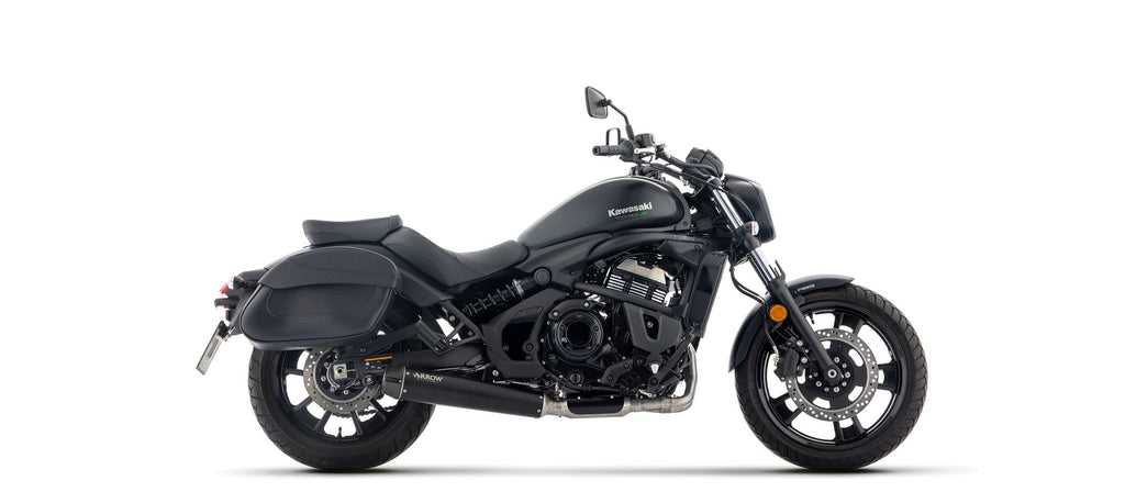 Arrow Full System Rebel with Carbon Fiber Rear End Cap - Kawasaki EN650 Vulcan S/EN650 Vulcan S ABS