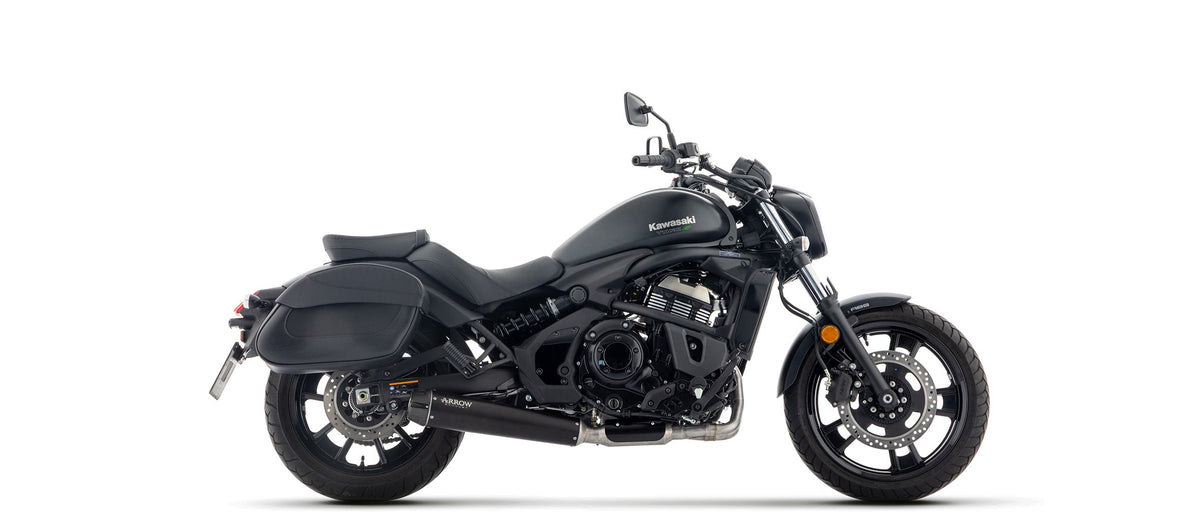 Arrow Full System Rebel with Carbon Fiber Rear End Cap - Kawasaki EN650 Vulcan S/EN650 Vulcan S ABS