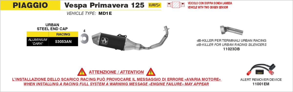 Arrow Racing Full System with Urban Aluminium "Dark" Slip On with Steel End Cap