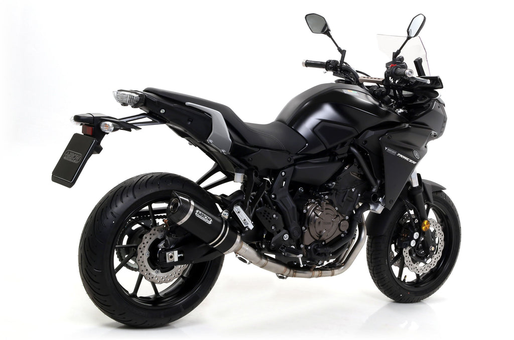 Arrow Thunder Aluminium "Dark" Slip On with Carbon End Cap - Yamaha MT-07