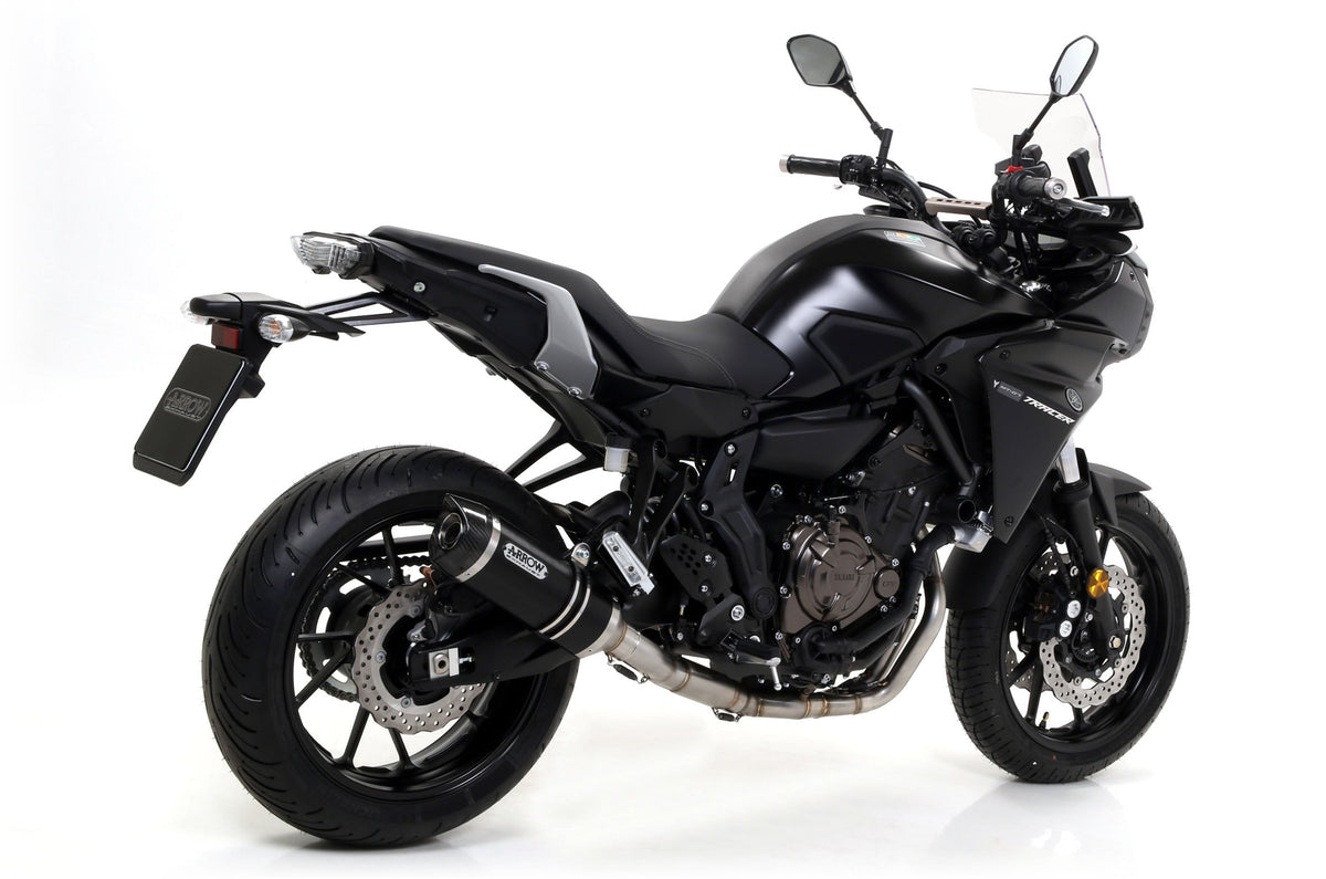 Arrow Thunder Aluminium "Dark" Slip On with Carbon End Cap - Yamaha MT-07