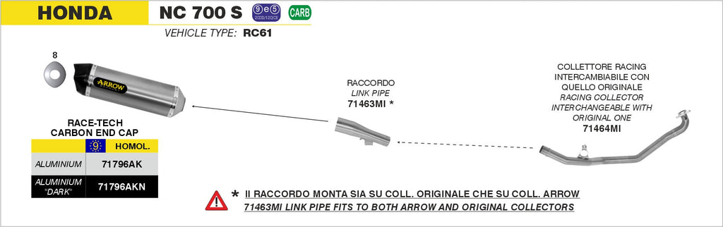 Arrow Racing Header - Honda NC700S/NC700X