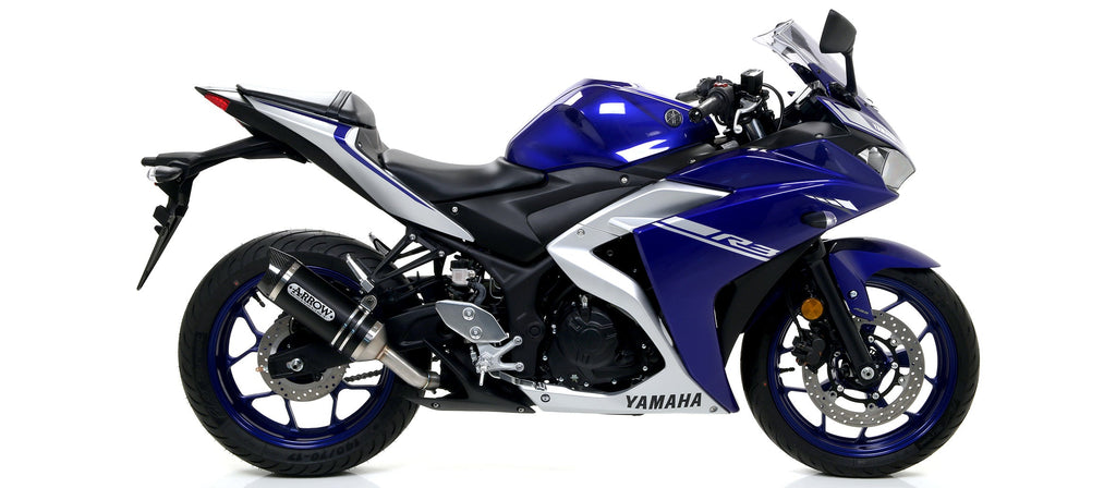 Arrow Street Thunder Aluminium "Dark" Slip On with Carbon End Cap - Yamaha MT-03/YZF-R3
