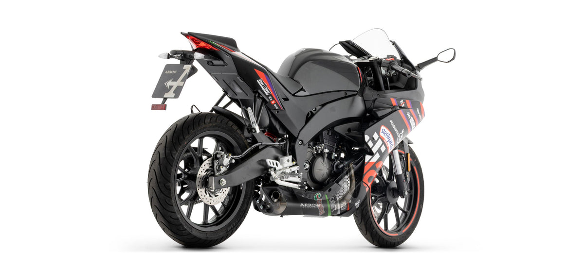 Arrow Full System with Thunder Aluminium "Dark" Slip Ons - Aprilia RS 125