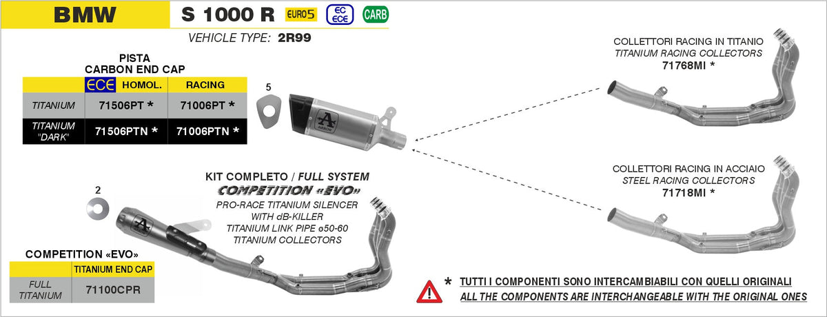 Arrow Competition "EVO" Full Titanium Full System - BMW S1000R