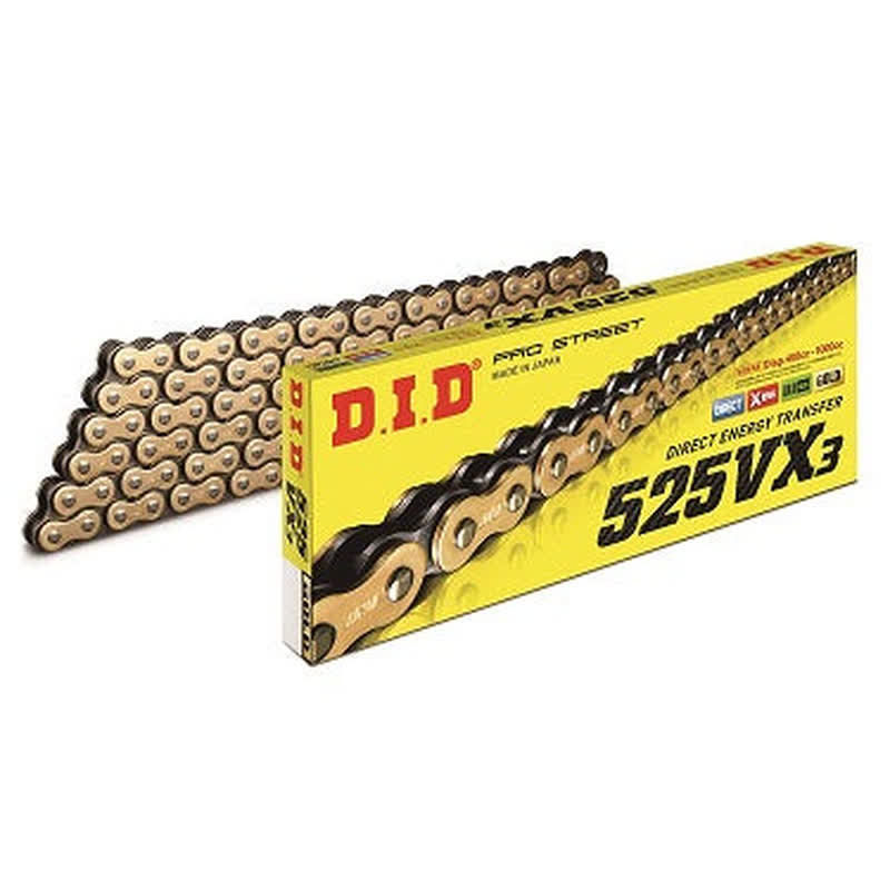 D.I.D. 525 VX3 Pro Street Series Gold Plated X-Ring Sealed Chain