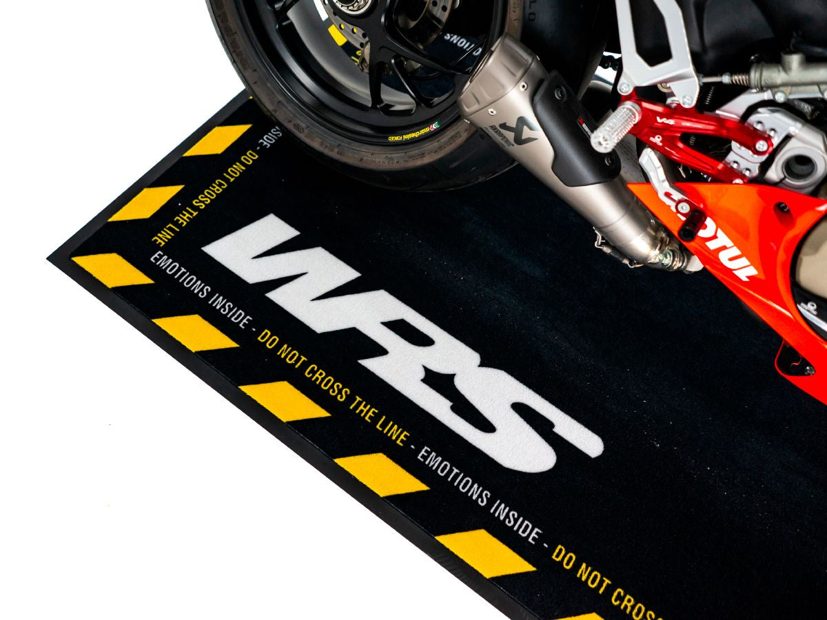 WRS Original WRS Rectangular Motorcycle Carpet With Logo And Yellow Line