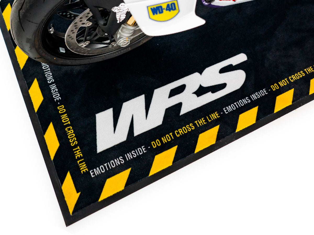 WRS Original WRS Rectangular Motorcycle Carpet With "Caution Strong Emotions" Words